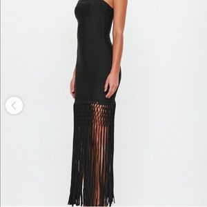 Black Bandage Fringe Hem Dress (missguided)